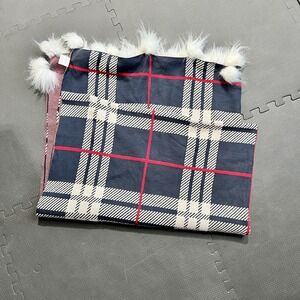 Arhaus Tartan Plaid Throw Blanket Pom Cotton Soft Cozy Modern Rustic